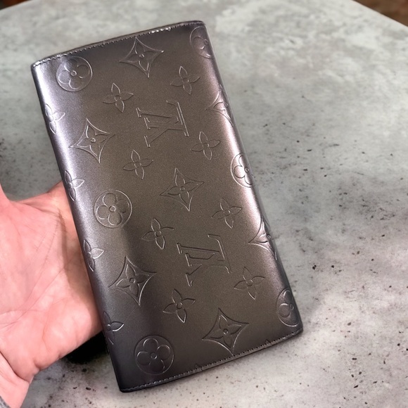 Louis Vuitton Vernis Monogram Sarah full-size long wallet pewter color (auth) - Picture 4 of 6